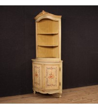 Italian lacquered and painted corner cabinet